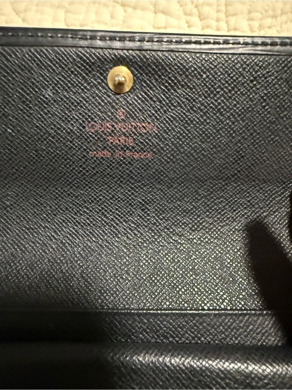 Louis Vuitton Black Epi Trifold Leather Wallet! Like New w/COA